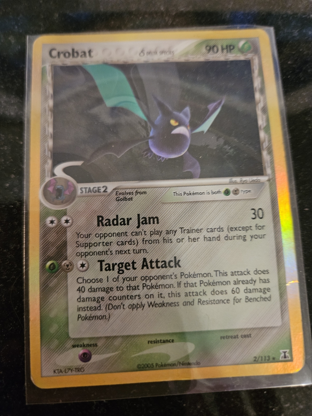 Pokemon Crobat Card - Green and Purple Accents